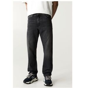 Pull & Bear Mens Black Straight Jeans 32 Waist EUC